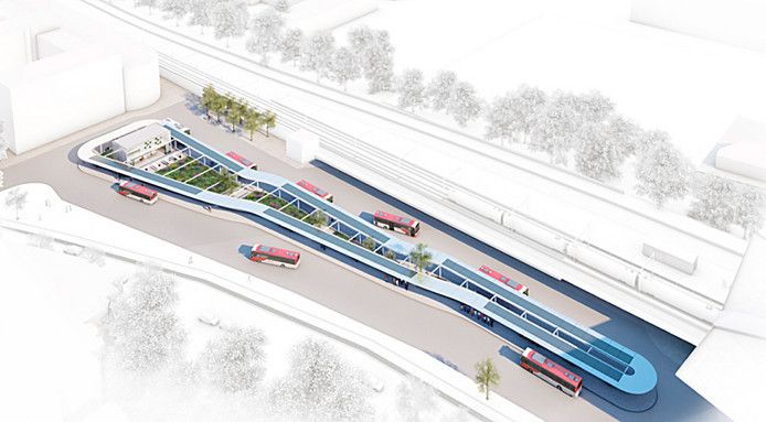Impressie van het nieuwe busstation Tilburg.