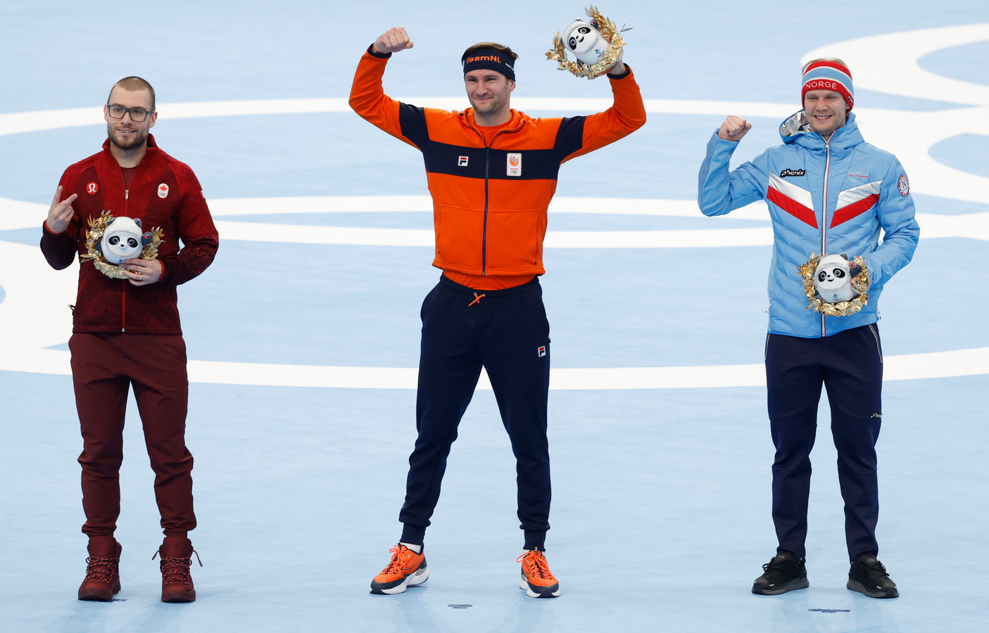 Laurent Dubreuil, Thomas Krol en Havard Lorentzen. Drie 29-jarige schaatsers op het podium.