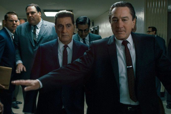 Al Pacino (m.) en Robert De Niro kregen voor een groot deel van ‘The Irishman' een digitale verjongingskuur.