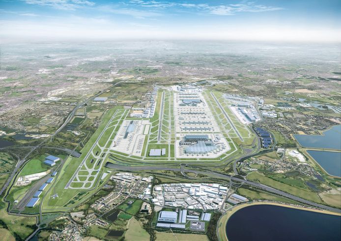 Zo zou de luchthaven van London Heathrow eruit zien met een derde landingsbaan.