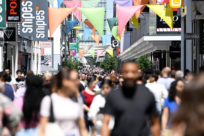 Drukte in Brussel tijdens de solden.