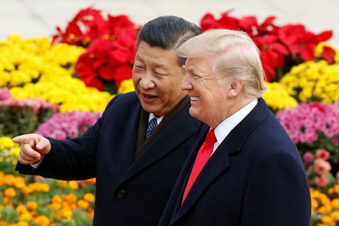 Presidenten Xi Jinping en Donald Trump.