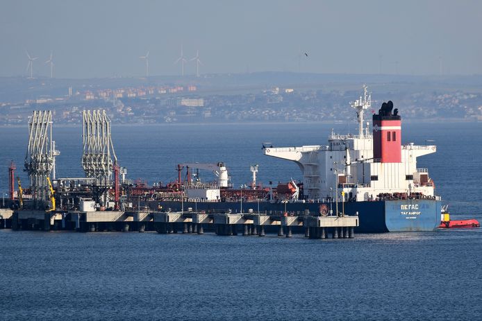 De olietanker Pegas in een Turkse haven, begin dit jaar.