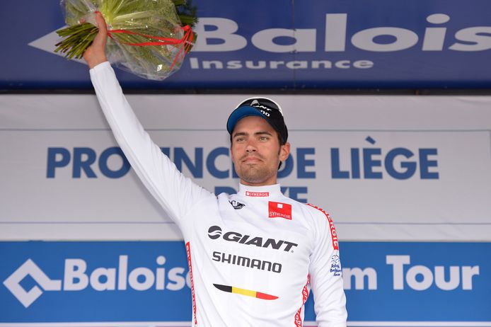 Dumoulin met de bloemen in de Ronde van België.