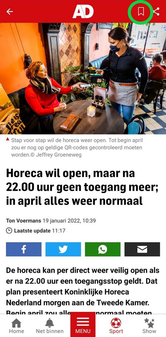 Zo bewaar je artikelen die je nog eens terug wilt lezen Over het AD AD.nl