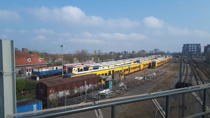 Het rangeerterrein gezien vanaf de Graafsebrug.