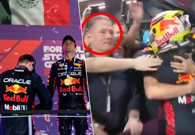 Vader Max Verstappen onder vuur nadat hij haast stoïcijns blijft tijdens euforie Red Bull en Sergio Perez