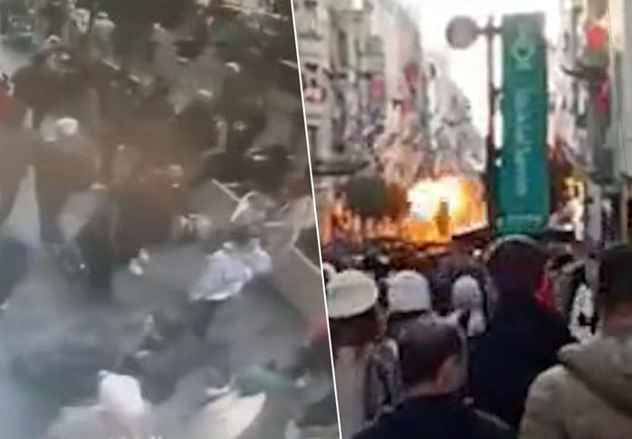 Een bewakingscamera filmde hoe midden tussen  nietsvermoedende shoppers een explosie plaatsvond.