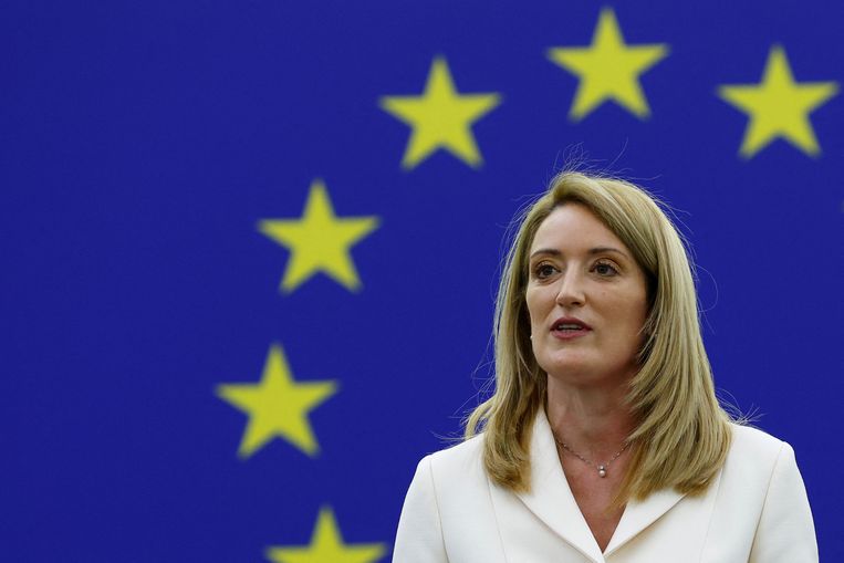 Roberta Metsola zetelt sinds 2013 namens de christendemocratische en conseratieve Europese Volkspartij (EVP) in het Europees Parlement. Beeld REUTERS