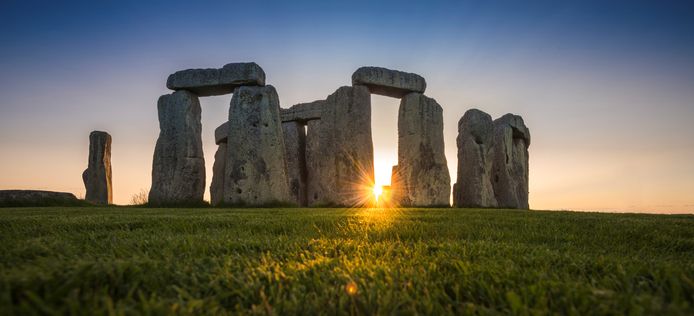 De zonsondergang bij Stonehenge.