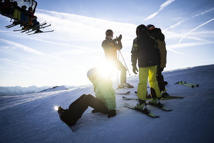 Wintersporters in de Zwitserse Alpen.