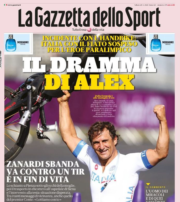De cover van La Gazzetta dello Sport vandaag.