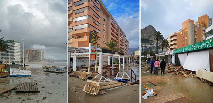 De schade in de Spaanse kustplaats Calpe is aanzienlijk.