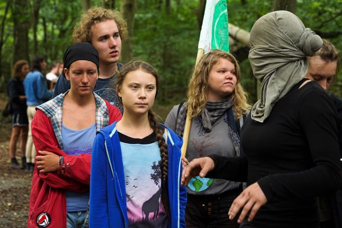 Greta Thunberg in het bos van Hambach
