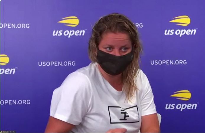Kim Clijsters vorig jaar in een video-persconferentie in aanloop naar de US Open.