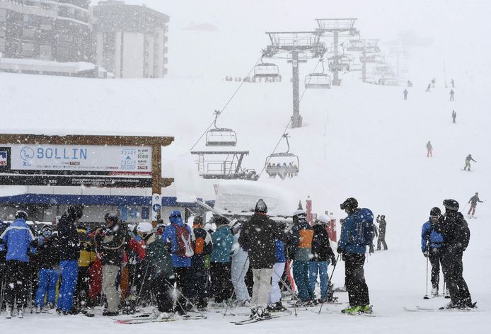 Wintersporters in het Franse Tignes.