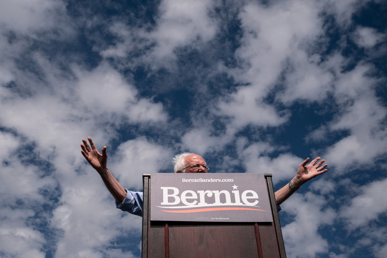 Als de mensen die nooit meer stemmen nu wel gaan stemmen, op hem, denkt Sanders niet alleen de Democratische voorverkiezingen te kunnen winnen, maar ook de strijd met Donald Trump. Beeld ERIN SCHAFF / The New York Times