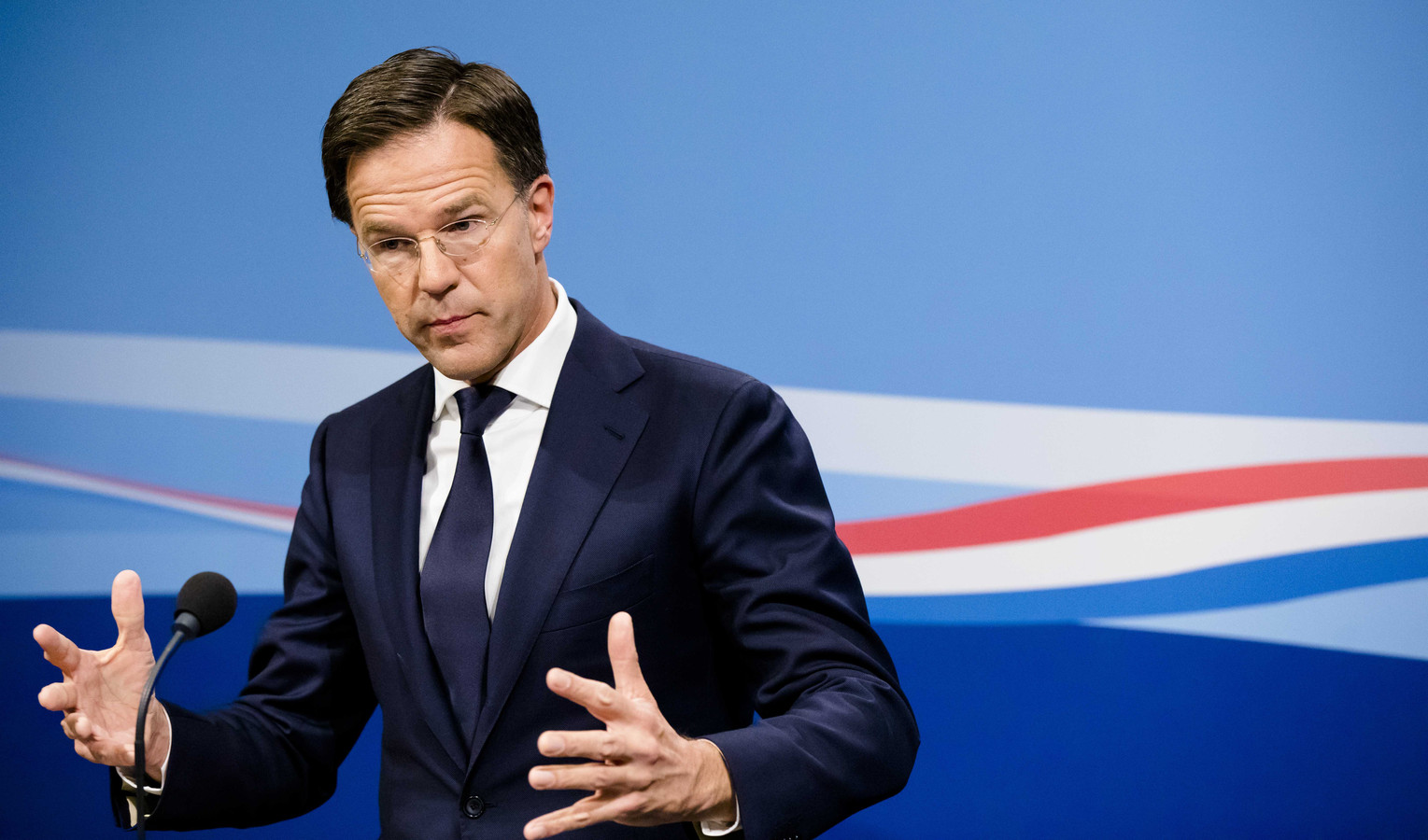Premier Mark Rutte staat de pers te woord na afloop van de wekelijkse ministerraad.