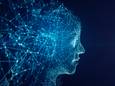 Side face of AI robot by network form.