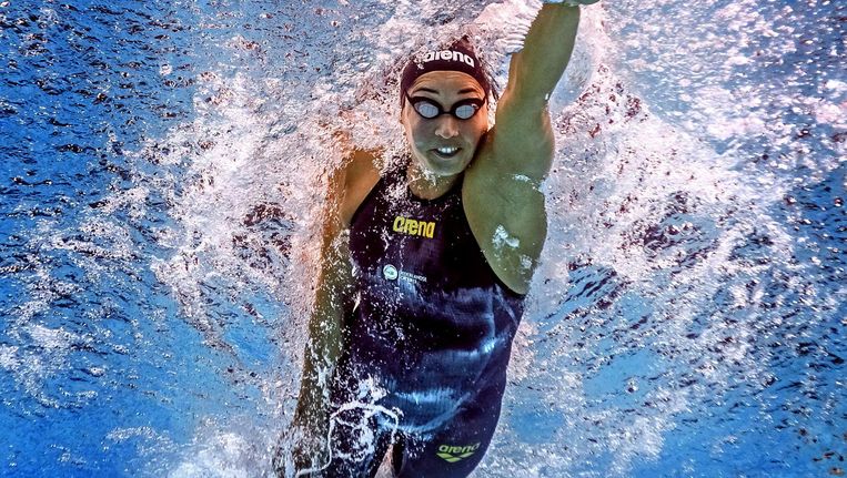 Kromowidjojo zwemt naar een nieuw persoonlijk record op de 50 meter vrij: 23,85 Beeld AFP