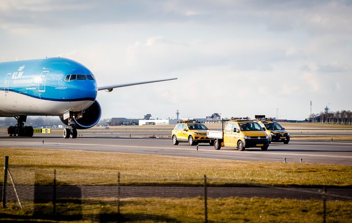 Het vliegtuig met TeamNL komt aan op Schiphol na de Olympische Winterspelen van Pyeongchang.