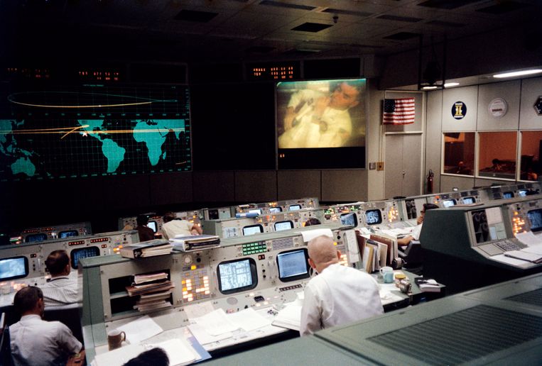 De controlekamer van de Nasa tijdens de Apollo-13-missie. Beeld Getty Images