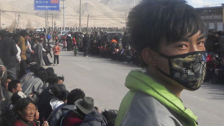 Protesten van Tibetanen in China. Beeld ap