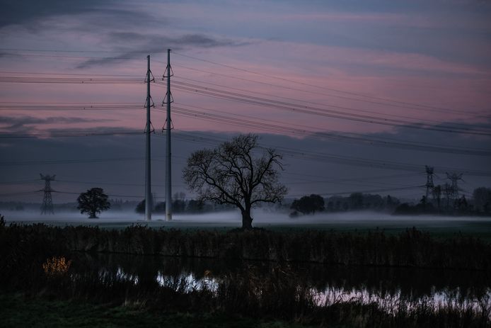 Het elektriciteitsnetwerk in Gelderland loopt vol. Op de foto hoogspanningsmasten in de Achterhoek.