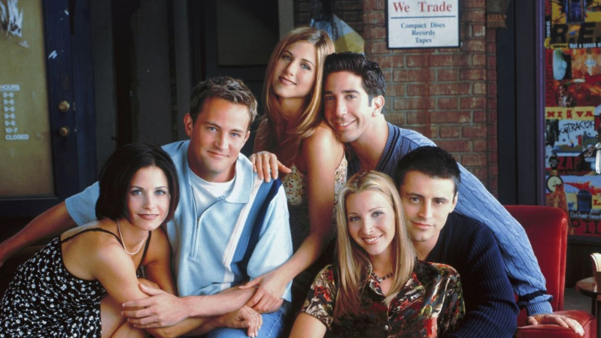 Monica, Chandler, Rachel, Ross, Phoebe en Joey. Beeld rv