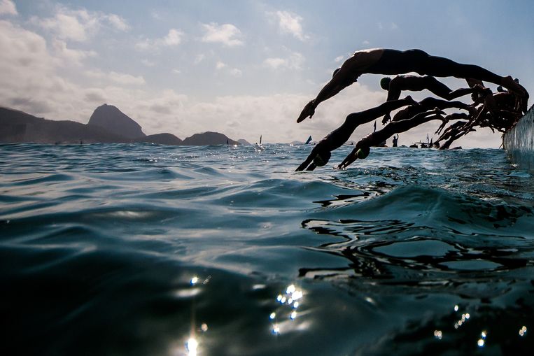 Zwemmers bij Rio de Janeiro. Beeld getty