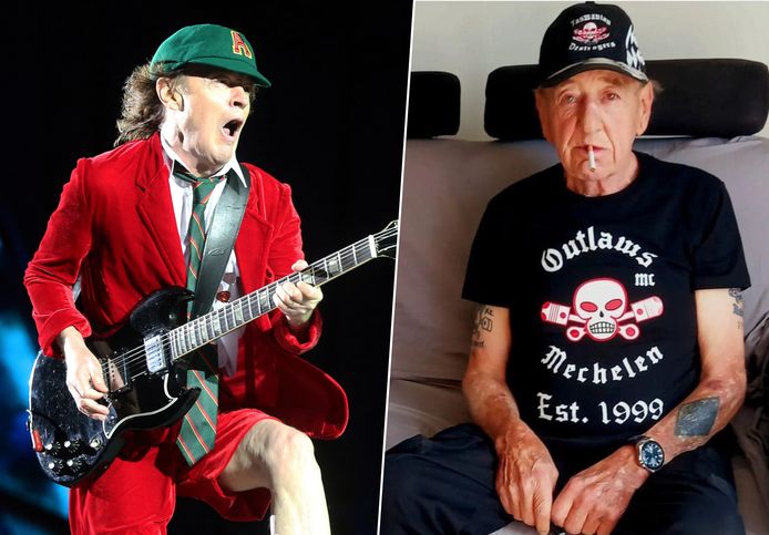 Links: AC/DC-gitarist Angus Young. Rechts: Willy ‘Penske’ Van Den Weghe enkele maanden geleden.