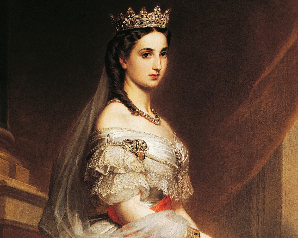 Portret van Charlotte van België (1840-1927). In de historische roman ‘Carlota, de vrouw die rozen at’ legt Kristien Dieltens bloot waarom koning Leopold II zijn zus zo gretig gek liet verklaren. Beeld De Agostini via Getty Images