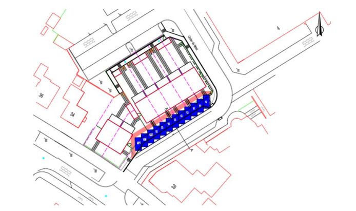 Voor twaalf 'visgraat'- parkeerplaatsen is Onder de Mast te klein. Dan is er voor het hoekhuis op de Eikenlaan geen plaats meer. Dat kan nier worden gebouwd.
