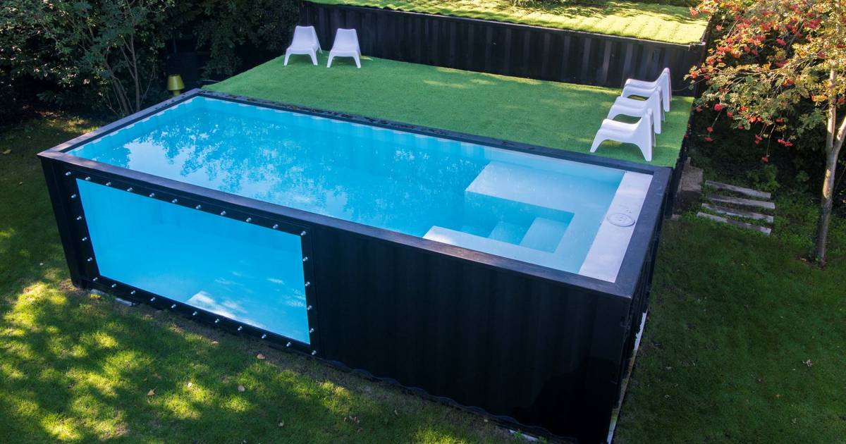 zwembad voor in de tuin: omgebouwde zeecontainer Wonen | AD.nl