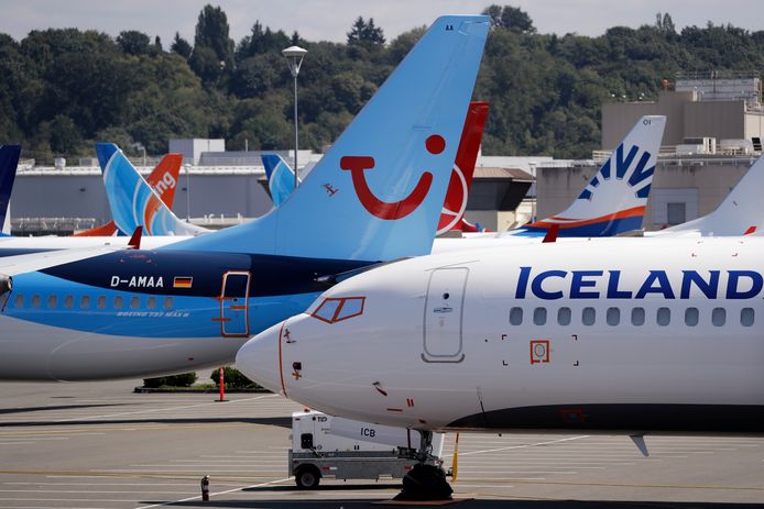 Enkele Boeing 737 Max-vliegtuigen geparkeerd in Seattle.