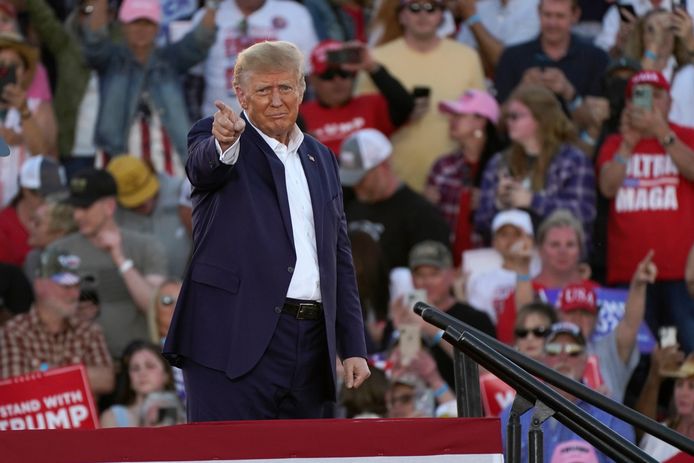 Donald Trump bij de campagnebijeenkomst in Waco, Texas.