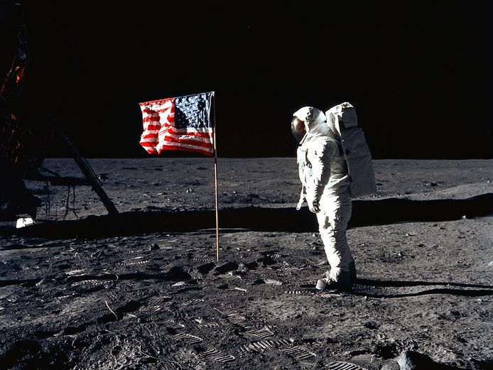 Neil Armstrong, de 'first man on the moon' tijdens de Apollo 11-missie