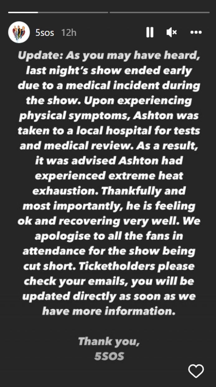 5 Seconds of Summer deelde een update in hun Instagramstories.