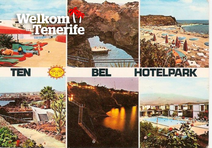 Postkaart uit de gloriedagen van Ten Bel. Vandaag liggen vooral de publieke ruimtes er verloederd bij.