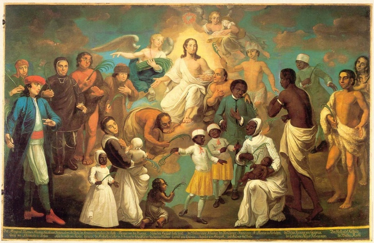 De Eerstelingen van Johann Valentin Haidt, 1747. Het schilderij hangt in de kapel van de Evangelische broedergemeente in Zeist. Beeld 