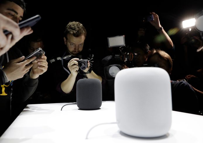 Apple's slimme speaker Home Pod die het vorig jaar op de WWDC presenteerde.