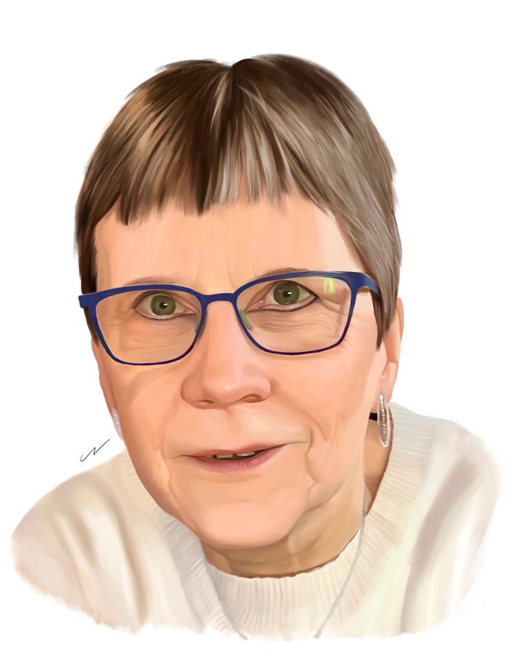 Caroline tekende een portret van haar moeder. 'Ze maakte het zichzelf soms zo moeilijk.' Beeld Studio Caro