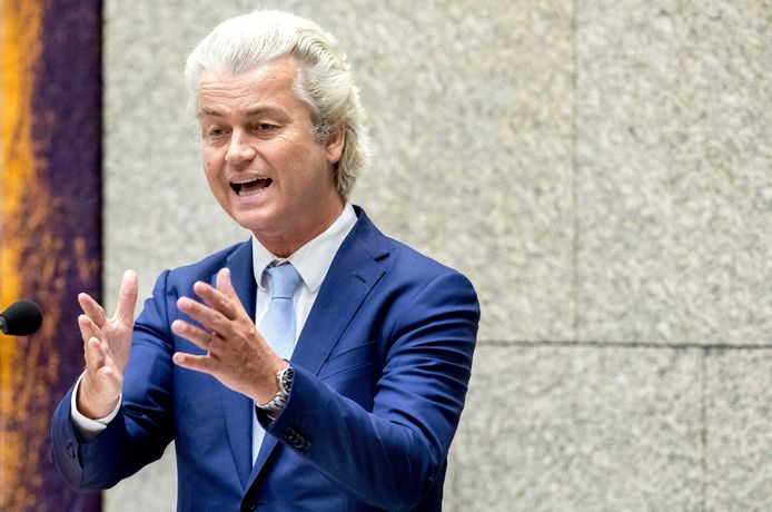 2017-05-30 14:49:26 DEN HAAG - PVV-fractievoorzitter Geert Wilders tijdens het Tweede Kamerdebat over het eindverslag van de informateur. ANP JERRY LAMPEN