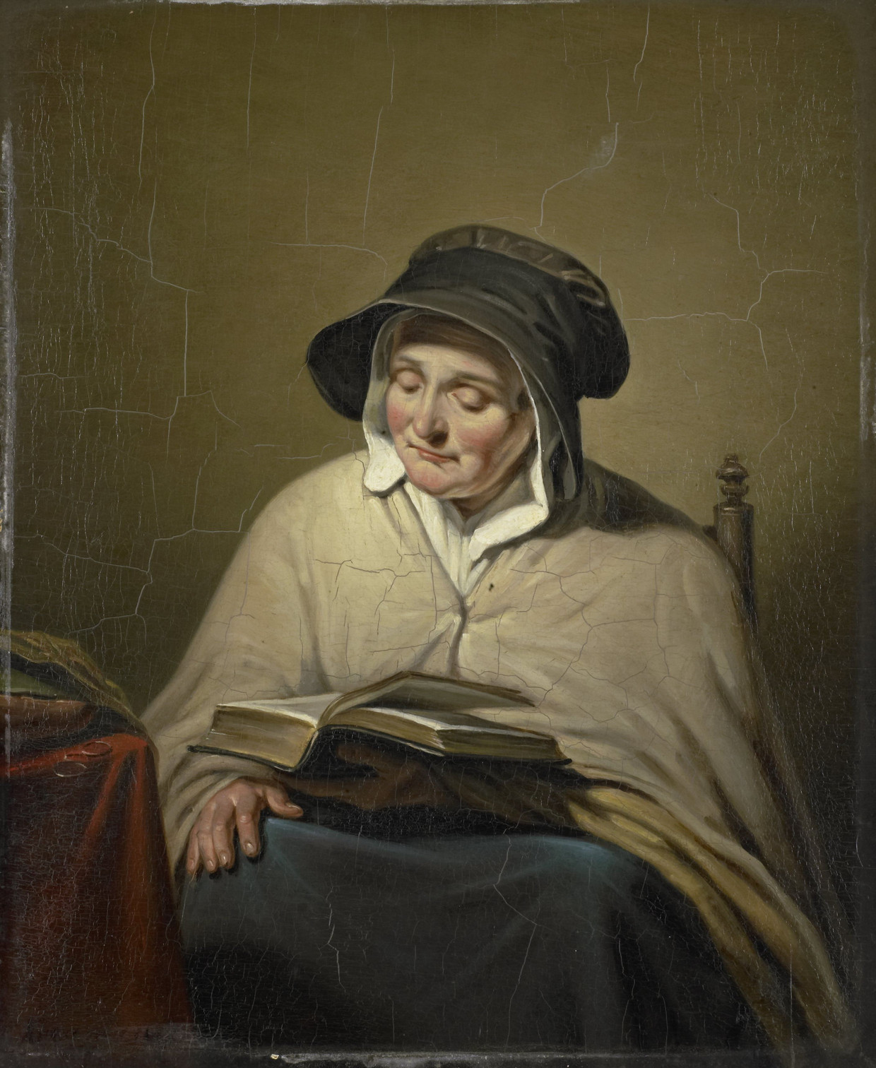 Lezende oude vrouw van Cornelis Kruseman. Beeld 