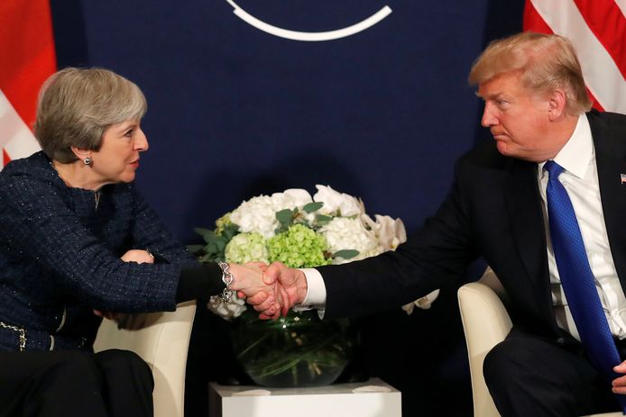 De Britse premier Theresa May en Donald Trump, president van de VS.
