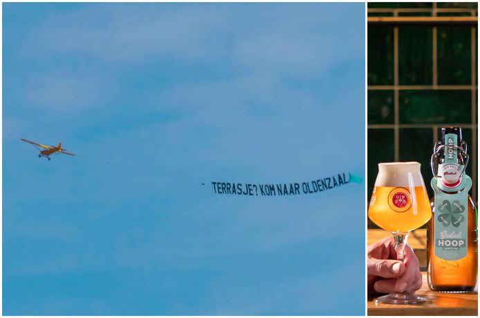 Het nieuwe biertje van Grolsch (rechts) en een opvallend vliegtuigje (links)