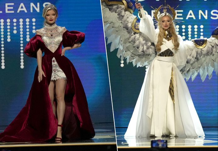 Links Miss Rusland, rechts Miss Oekraïne.