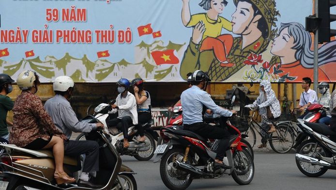 Straatbeeld van Hanoi