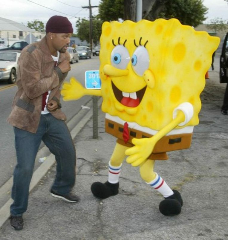 Will Smith, te zien bij topvloekers Comedy Central, bevecht Nickelodeon's Spongebob Squarepants Foto EPA/Nickelodeon Beeld 