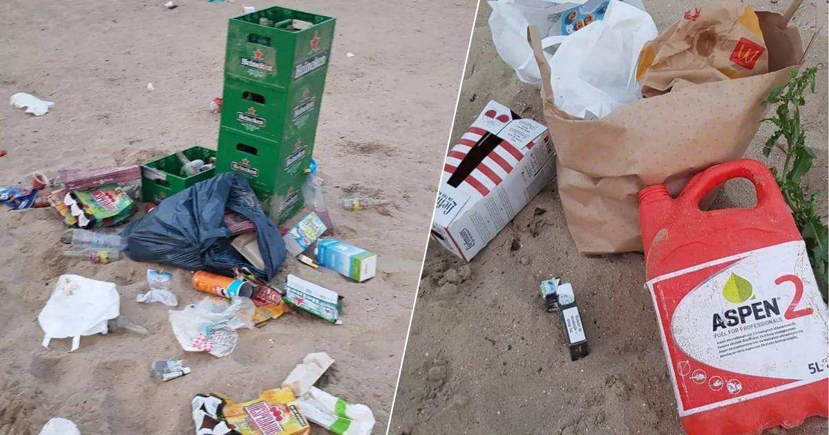 Jeugd maakt een puinzooi van Wemeldingse strand; glasscherven, bierkratten, motorolie, slipjes en ro